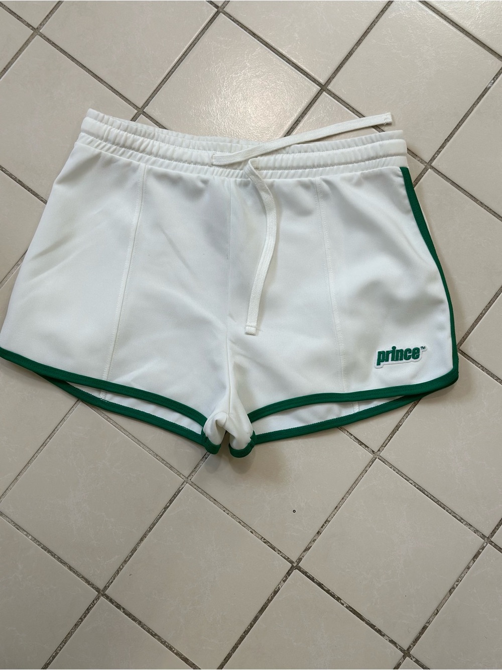 Prince x Zara White & Green Athletic Shorts for Women